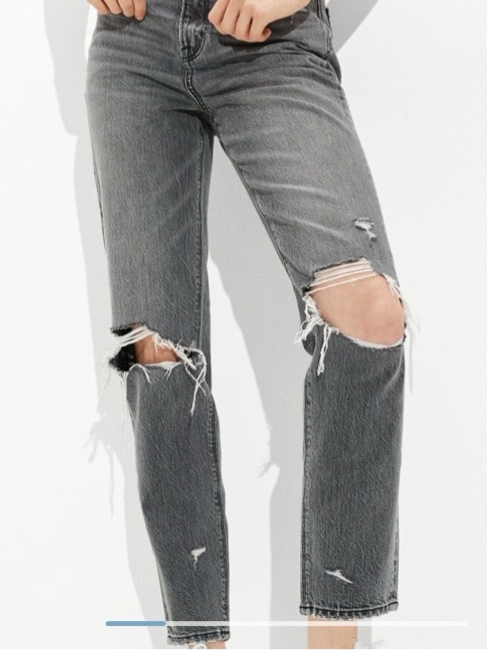 AE Black Ripped Highest-Waist Strigid Mom Jeans
